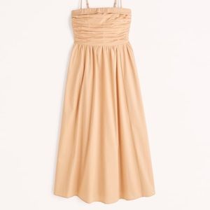 Abercrombie & Fitch Poplin Strapless Midi Dress